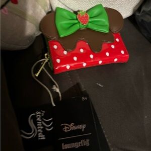 Loungefly Red and Brown Strawberry Bow Wallet